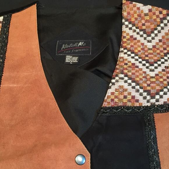 Katch Me BoHo Retro Cowboy NWT Vintage Suede Leather Biker Western Vest L O - Picture 5 of 8